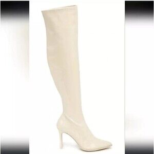 New STEVE MADDEN Stiles Tall Boot (Women) shiny off white size 8